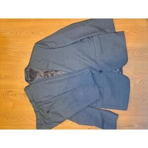 Ralph Lauren 2 Piece Suit 44R 36x32 Gray 100% Wool Sharkskin